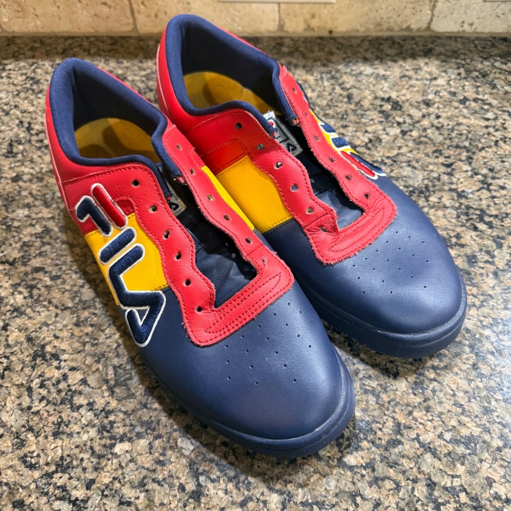 Fila Original Fitness Mens Size 10 Navy Red Yellow Colorblock
